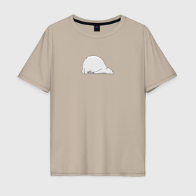 Мужская футболка хлопок Oversize с принтом Белый медведь устал в Санкт-Петербурге, 100% хлопок | свободный крой, круглый ворот, “спинка” длиннее передней части | Тематика изображения на принте: 
