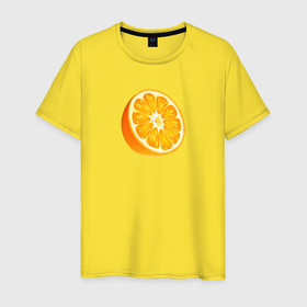 Мужская футболка хлопок с принтом Апельсин  натуральный продукт в Санкт-Петербурге, 100% хлопок | прямой крой, круглый вырез горловины, длина до линии бедер, слегка спущенное плечо. | 