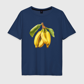 Мужская футболка хлопок Oversize с принтом Бананы на ветке в Тюмени, 100% хлопок | свободный крой, круглый ворот, “спинка” длиннее передней части | 
