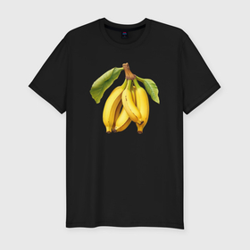 Мужская футболка хлопок Slim с принтом Бананы на ветке в Тюмени, 92% хлопок, 8% лайкра | приталенный силуэт, круглый вырез ворота, длина до линии бедра, короткий рукав | 