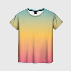 Женская футболка 3D с принтом Градиент Персиковый закат , 100% полиэфир ( синтетическое хлопкоподобное полотно) | прямой крой, круглый вырез горловины, длина до линии бедер | 