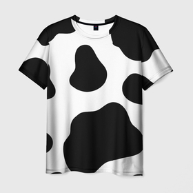 Мужская футболка 3D с принтом Принт   пятна коровы в Петрозаводске, 100% полиэфир | прямой крой, круглый вырез горловины, длина до линии бедер | 