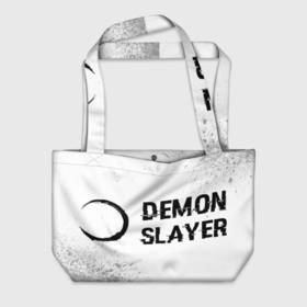 Пляжная сумка 3D с принтом Demon Slayer glitch на светлом фоне: надпись и символ в городе Новоалтайск, 100% полиэстер | застегивается на металлическую кнопку; внутренний карман застегивается на молнию. Стенки укреплены специальным мягким материалом, чтобы защитить содержимое от несильных ударов
 | 