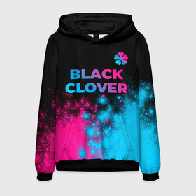 Мужская толстовка 3D с принтом Black Clover   neon gradient: символ сверху в Кировске, 100% полиэстер | двухслойный капюшон со шнурком для регулировки, мягкие манжеты на рукавах и по низу толстовки, спереди карман-кенгуру с мягким внутренним слоем. | 