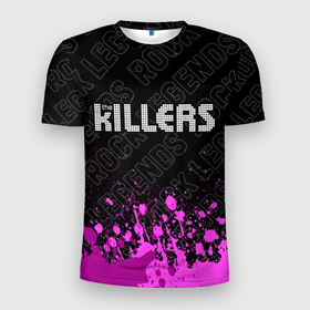 Мужская футболка 3D Slim с принтом The Killers rock legends: символ сверху в Курске, 100% полиэстер с улучшенными характеристиками | приталенный силуэт, круглая горловина, широкие плечи, сужается к линии бедра | Тематика изображения на принте: 