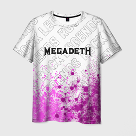 Мужская футболка 3D с принтом Megadeth rock legends: символ сверху , 100% полиэфир | прямой крой, круглый вырез горловины, длина до линии бедер | 