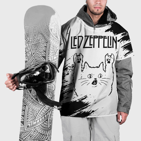 Накидка на куртку 3D с принтом Led Zeppelin рок кот на светлом фоне в Санкт-Петербурге, 100% полиэстер |  | Тематика изображения на принте: 