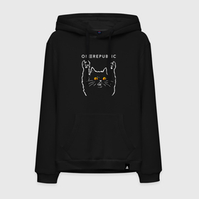 Мужская толстовка хлопок с принтом OneRepublic rock cat , френч-терри, мягкий теплый начес внутри (100% хлопок) | карман-кенгуру, эластичные манжеты и нижняя кромка, капюшон с подкладом и шнурком | Тематика изображения на принте: 