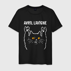 Мужская футболка хлопок с принтом Avril Lavigne rock cat в Тюмени, 100% хлопок | прямой крой, круглый вырез горловины, длина до линии бедер, слегка спущенное плечо. | 