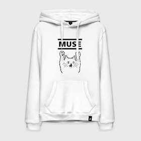 Мужская толстовка хлопок с принтом Muse   rock cat в Тюмени, френч-терри, мягкий теплый начес внутри (100% хлопок) | карман-кенгуру, эластичные манжеты и нижняя кромка, капюшон с подкладом и шнурком | 