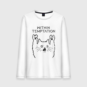 Мужской лонгслив хлопок с принтом Within Temptation   rock cat в Екатеринбурге, 100% хлопок |  | 