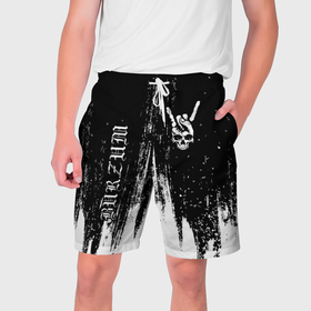 Мужские шорты 3D с принтом Burzum и рок символ на темном фоне в Курске,  полиэстер 100% | прямой крой, два кармана без застежек по бокам. Мягкая трикотажная резинка на поясе, внутри которой широкие завязки. Длина чуть выше колен | 