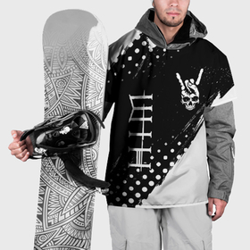 Накидка на куртку 3D с принтом HIM и рок символ на темном фоне в Курске, 100% полиэстер |  | 