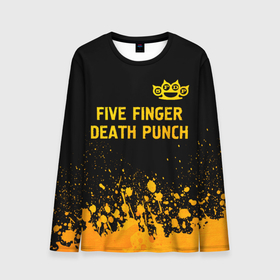 Мужской лонгслив 3D с принтом Five Finger Death Punch   gold gradient: символ сверху , 100% полиэстер | длинные рукава, круглый вырез горловины, полуприлегающий силуэт | Тематика изображения на принте: 