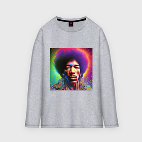 Мужской лонгслив oversize хлопок с принтом Jimi Hendrix party portret art ,  |  | 