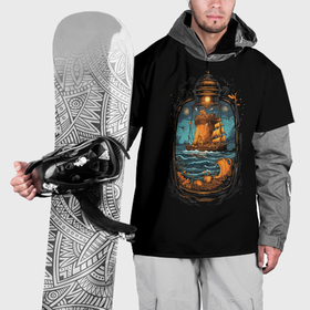 Накидка на куртку 3D с принтом Арт корабль в бутылке в Петрозаводске, 100% полиэстер |  | Тематика изображения на принте: 