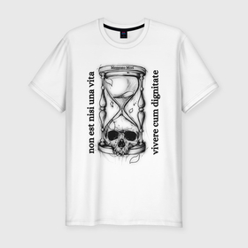 Мужская футболка хлопок Slim с принтом песочные часы с черепом в Екатеринбурге, 92% хлопок, 8% лайкра | приталенный силуэт, круглый вырез ворота, длина до линии бедра, короткий рукав | 
