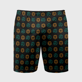 Мужские шорты спортивные с принтом Лев и знак зодиака в контрасте в Тюмени,  |  | Тематика изображения на принте: 