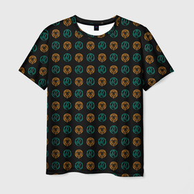 Мужская футболка 3D с принтом Лев и знак зодиака в контрасте в Кировске, 100% полиэфир | прямой крой, круглый вырез горловины, длина до линии бедер | 