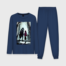 Мужская пижама с лонгсливом хлопок с принтом Девушка  и волк в ботинках в Курске,  |  | 