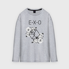 Мужской лонгслив oversize хлопок с принтом EXO rose в Новосибирске,  |  | 