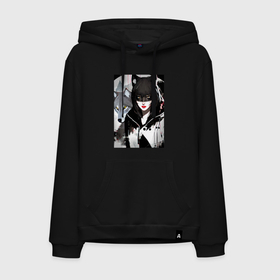 Мужская толстовка хлопок с принтом Девушка и волк   нейросеть   фантазия в городе Новоалтайск, френч-терри, мягкий теплый начес внутри (100% хлопок) | карман-кенгуру, эластичные манжеты и нижняя кромка, капюшон с подкладом и шнурком | 