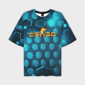 Мужская футболка oversize 3D с принтом CS GO blue neon ,  |  | 