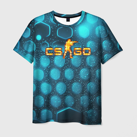 Мужская футболка 3D с принтом CS GO blue neon в Кировске, 100% полиэфир | прямой крой, круглый вырез горловины, длина до линии бедер | Тематика изображения на принте: 