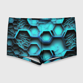 Мужские купальные плавки 3D с принтом Броня из неоновых плит в Курске, Полиэстер 85%, Спандекс 15% |  | 