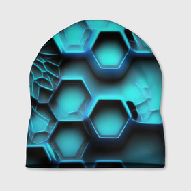 Шапка 3D с принтом Броня из неоновых плит в Кировске, 100% полиэстер | универсальный размер, печать по всей поверхности изделия | Тематика изображения на принте: 