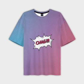 Мужская футболка oversize 3D с принтом OMG на градиенте сиреневом ,  |  | 