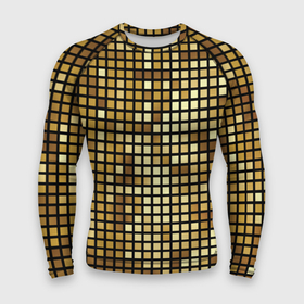 Мужской рашгард 3D с принтом Золотая мозаика, поверхность диско шара в Тюмени,  |  | Тематика изображения на принте: 