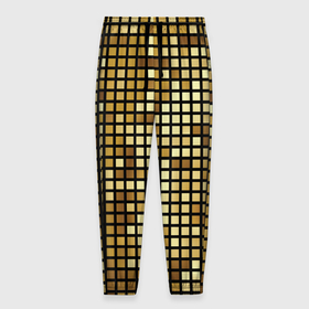 Мужские брюки 3D с принтом Золотая мозаика, поверхность диско шара в Тюмени, 100% полиэстер | манжеты по низу, эластичный пояс регулируется шнурком, по бокам два кармана без застежек, внутренняя часть кармана из мелкой сетки | 