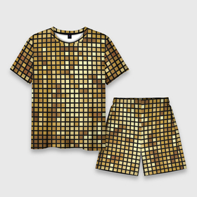 Мужской костюм с шортами 3D с принтом Золотая мозаика, поверхность диско шара в Тюмени,  |  | Тематика изображения на принте: 