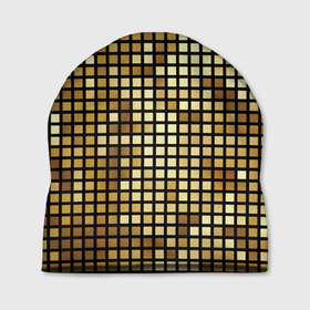 Шапка 3D с принтом Золотая мозаика, поверхность диско шара в Тюмени, 100% полиэстер | универсальный размер, печать по всей поверхности изделия | Тематика изображения на принте: 