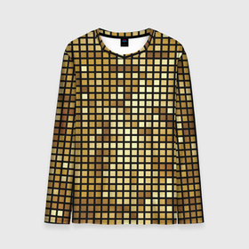 Мужской лонгслив 3D с принтом Золотая мозаика, поверхность диско шара в Тюмени, 100% полиэстер | длинные рукава, круглый вырез горловины, полуприлегающий силуэт | 