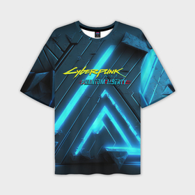 Мужская футболка oversize 3D с принтом Cyberpunk neon style ,  |  | 