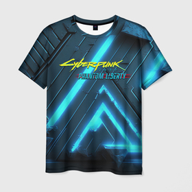 Мужская футболка 3D с принтом Cyberpunk neon style , 100% полиэфир | прямой крой, круглый вырез горловины, длина до линии бедер | 