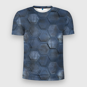 Мужская футболка 3D Slim с принтом Металлические плиты в Новосибирске, 100% полиэстер с улучшенными характеристиками | приталенный силуэт, круглая горловина, широкие плечи, сужается к линии бедра | 