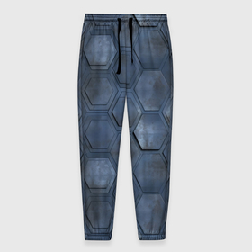 Мужские брюки 3D с принтом Металлические плиты в Санкт-Петербурге, 100% полиэстер | манжеты по низу, эластичный пояс регулируется шнурком, по бокам два кармана без застежек, внутренняя часть кармана из мелкой сетки | 
