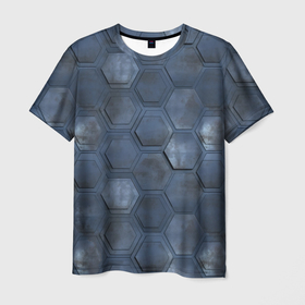 Мужская футболка 3D с принтом Металлические плиты , 100% полиэфир | прямой крой, круглый вырез горловины, длина до линии бедер | 