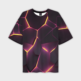 Мужская футболка oversize 3D с принтом Пурпурные неоновые плиты ,  |  | 
