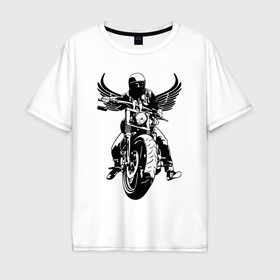 Мужская футболка хлопок Oversize с принтом Biker wings в Екатеринбурге, 100% хлопок | свободный крой, круглый ворот, “спинка” длиннее передней части | 