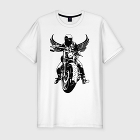 Мужская футболка хлопок Slim с принтом Biker wings в Екатеринбурге, 92% хлопок, 8% лайкра | приталенный силуэт, круглый вырез ворота, длина до линии бедра, короткий рукав | 