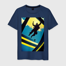 Мужская футболка хлопок с принтом Два парашютиста в Курске, 100% хлопок | прямой крой, круглый вырез горловины, длина до линии бедер, слегка спущенное плечо. | 