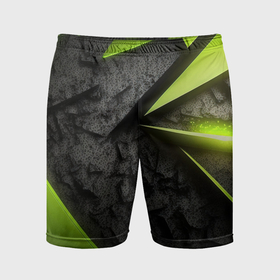Мужские шорты спортивные с принтом Зеленые абстрактные осколки ,  |  | 