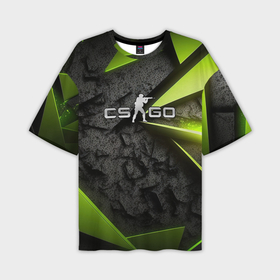 Мужская футболка oversize 3D с принтом CS GO green black abstract в Санкт-Петербурге,  |  | 