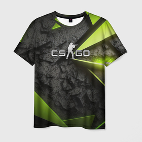 Мужская футболка 3D с принтом CS GO green black abstract в Санкт-Петербурге, 100% полиэфир | прямой крой, круглый вырез горловины, длина до линии бедер | Тематика изображения на принте: 