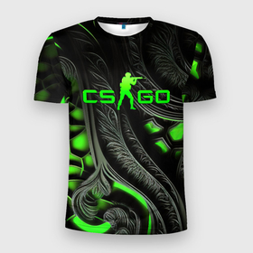 Мужская футболка 3D Slim с принтом CS GO black green abstract , 100% полиэстер с улучшенными характеристиками | приталенный силуэт, круглая горловина, широкие плечи, сужается к линии бедра | Тематика изображения на принте: 