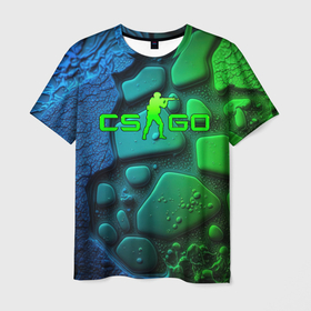 Мужская футболка 3D с принтом CS GO green black   abstract в Кировске, 100% полиэфир | прямой крой, круглый вырез горловины, длина до линии бедер | 